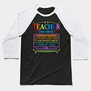 Teacher Definition Funny Teaching School Teacher Baseball T-Shirt